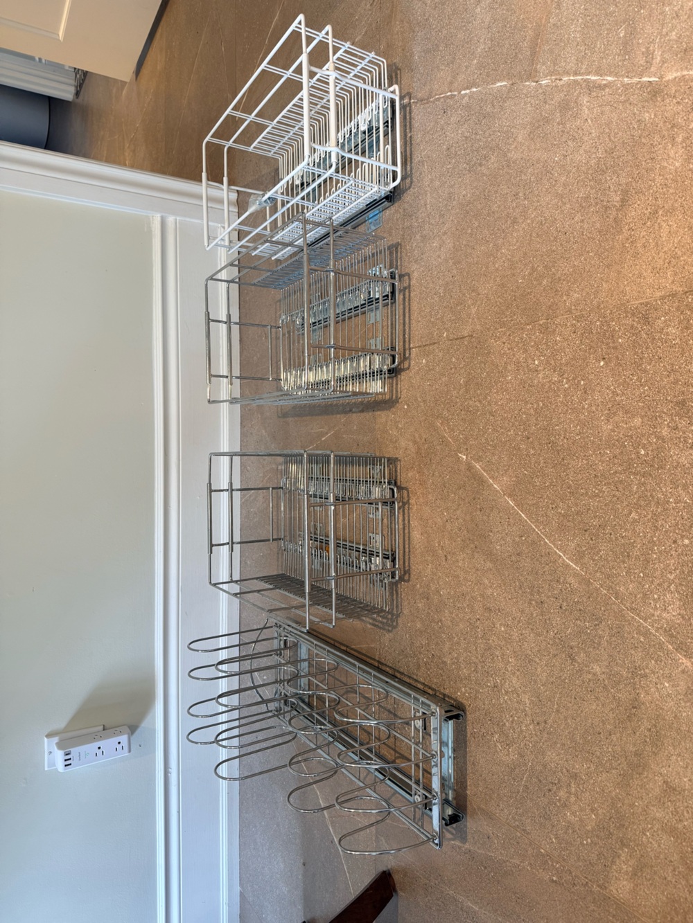 White and Chrome Pull-Out Kitchen Storage Organizer Set